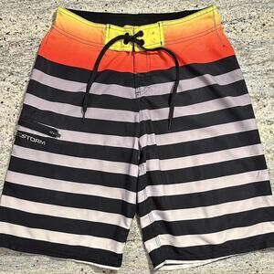 Quiet Storm Youth/Men’s Size 26 Striped Swim Trunks (Un-lined)
